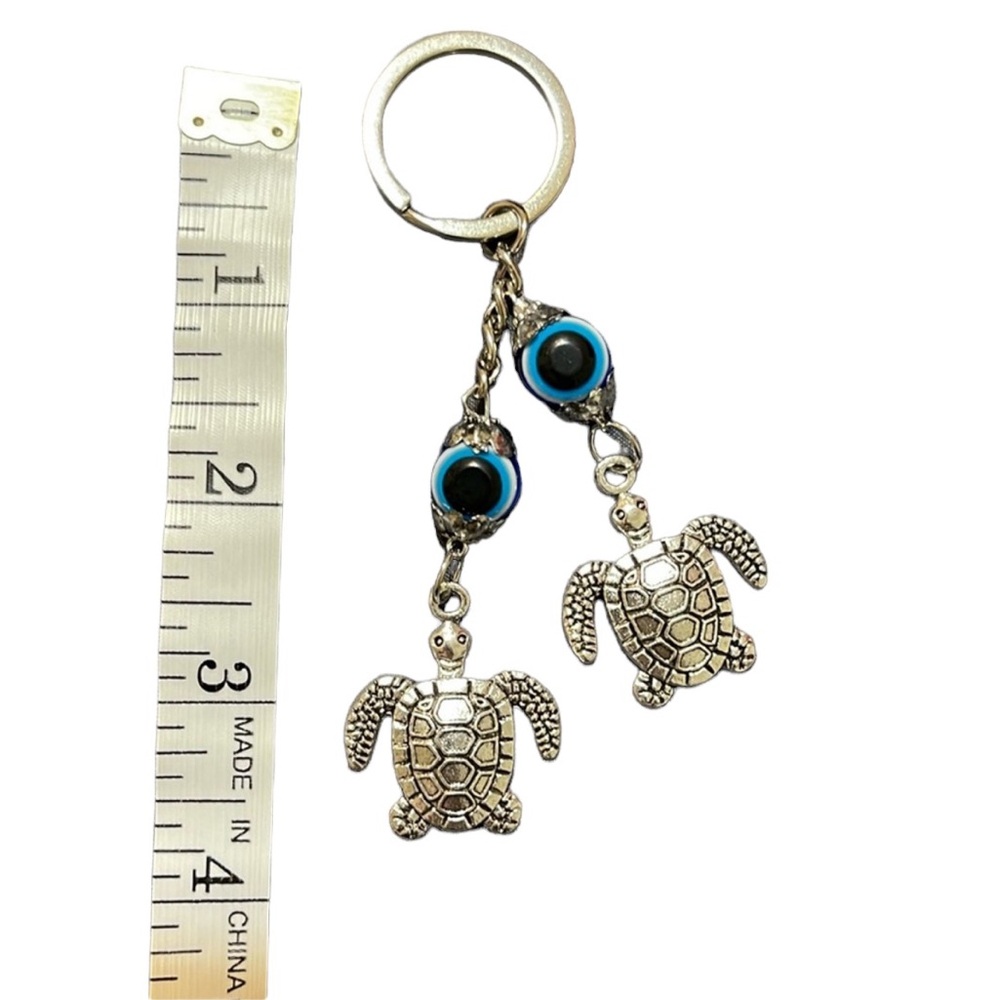 Evil Eye Turtle Keychain